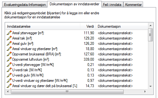 Inndatadokumentasjon